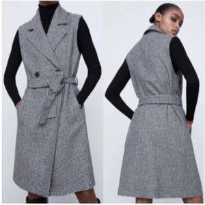 NWT Zara HOUNDSTOOTH SLEEVELESS VEST DRESS Size small
